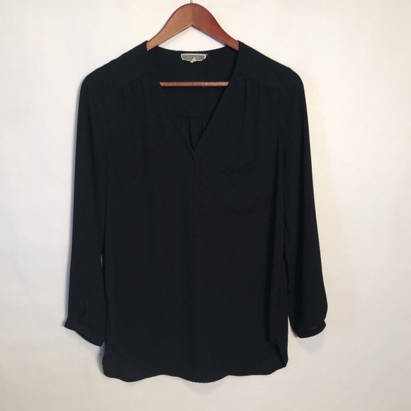 Pleione Black V-neck blouse szS - Picture 2 of 10